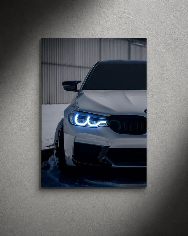 BMW M5 White (Neon Poster)